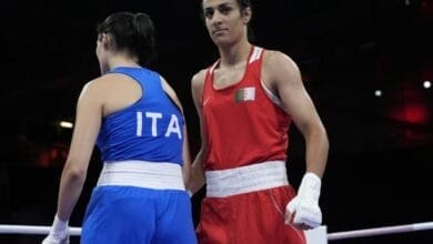 Algeria boxer Imane Khelif wins first